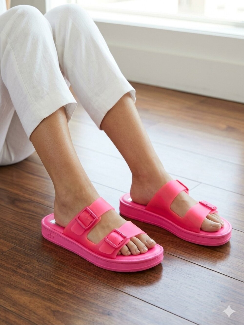 DV Dolce Vita Heather Slide Sandals In Neon Pink Sz 8.5 NWOT